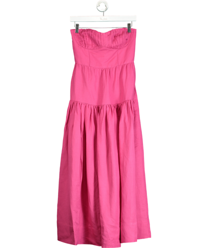 Shona Joy Pink Gathered Midi Dress UK 8