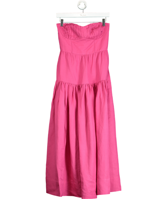 Shona Joy Pink Gathered Midi Dress UK 8