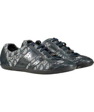 Dior Blue Leather And Diorissimo Canvas Low Top Trainers UK 7 EU 40