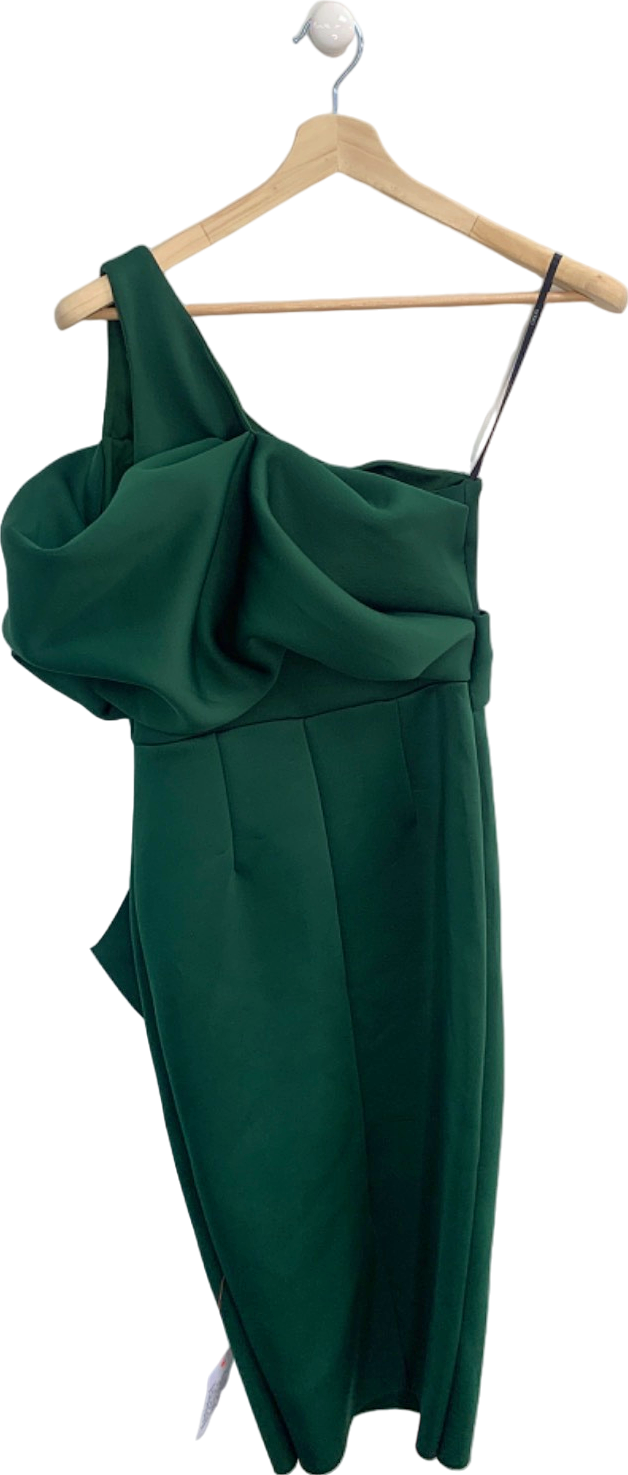 ASOS Design Green One Shoulder Ruffle Dress UK 10