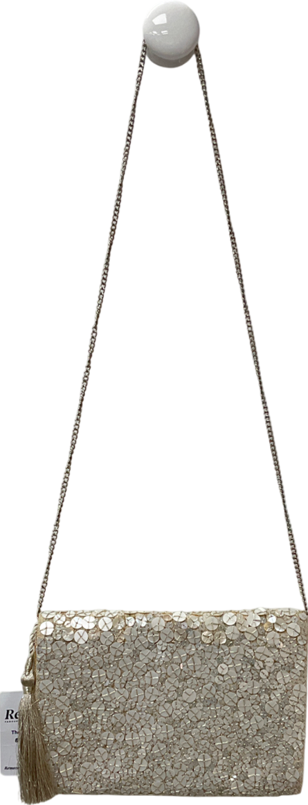 Accessorize White Sequin Fold Over Clutch Bag