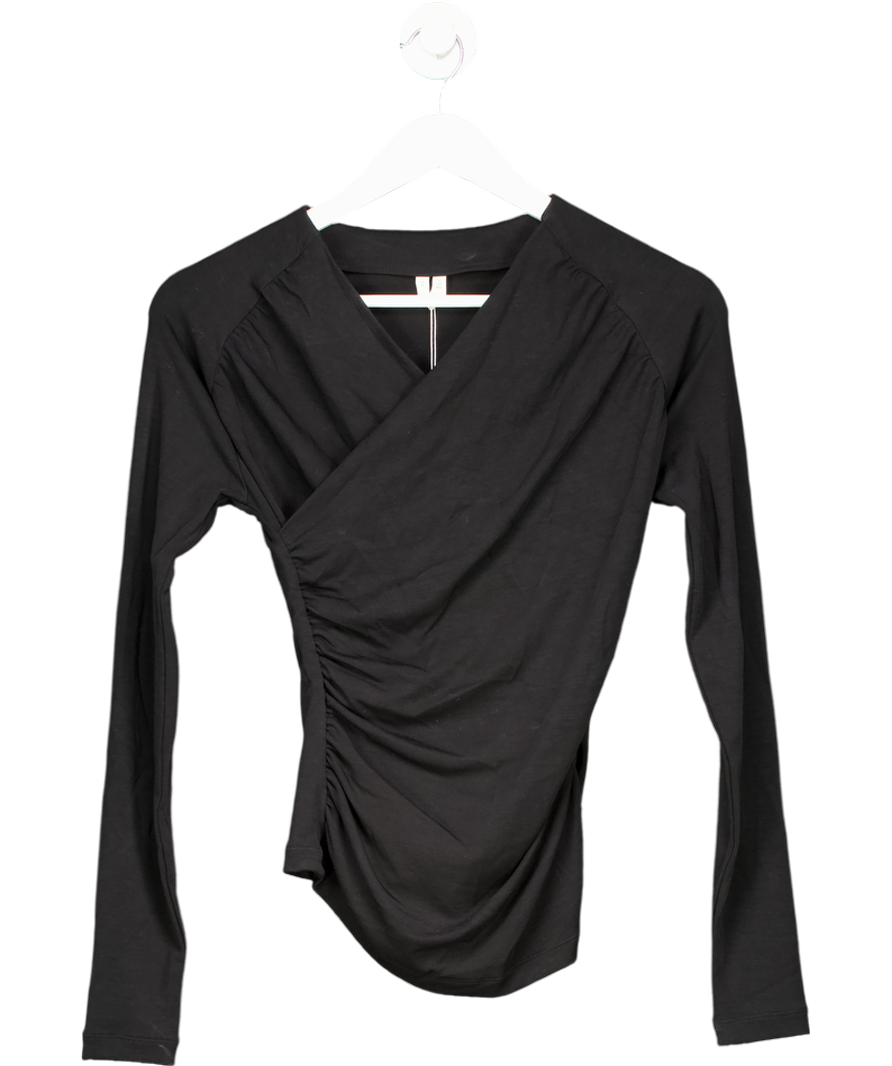 Arket Black Jersey Wrap Top UK S
