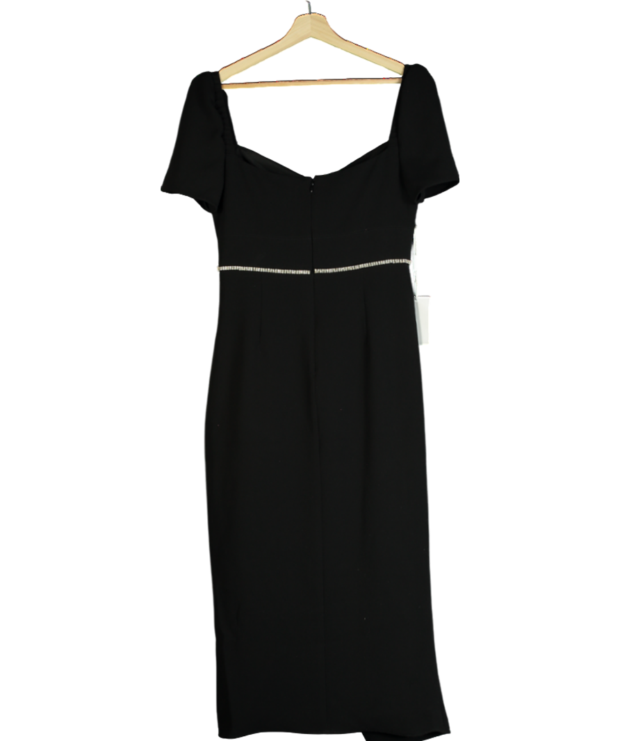 Self-Portrait Black Diamante Crepe Midi Dress UK 12