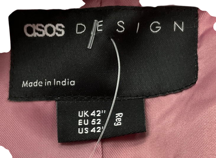 ASOS Skinny Double Breasted Velvet Plisse Blazer In Rose Pink UK 42" CHEST