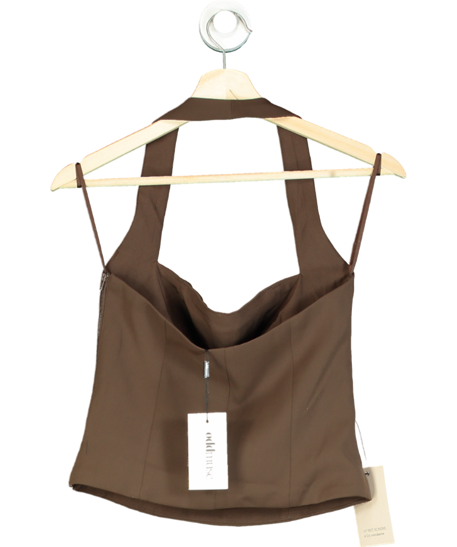 OddMuse Brown The Ultimate Muse Halterneck Twill Top UK S