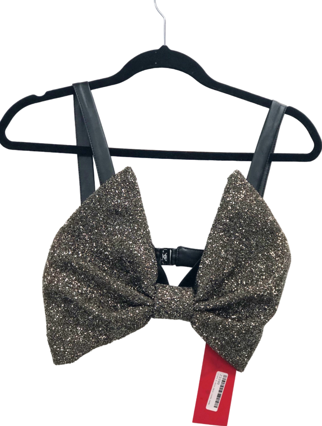 LIKA Black Glitter Bow Crop Top UK 6