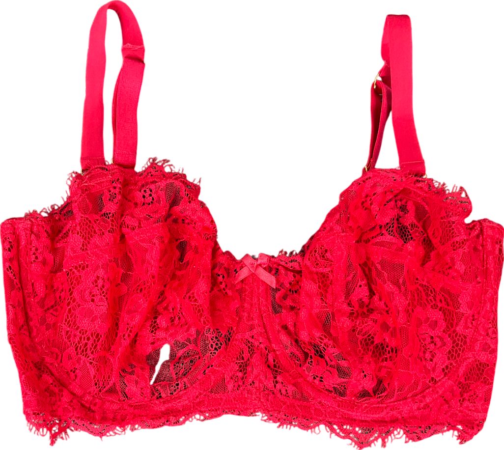 figleaves Red Pulse Lace Underwired Balcony Bra UK 36FF