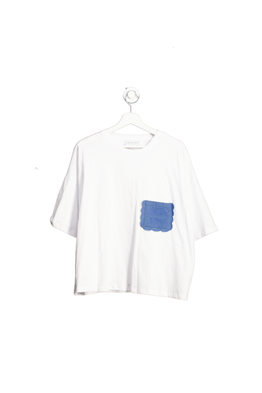 Never Fully Dressed White Denim Pocket T-shirt UK XL