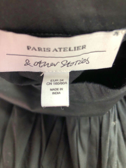 & Other Stories Black Paris Atelier Long Sleeve Peplum Blouse Size EU 34