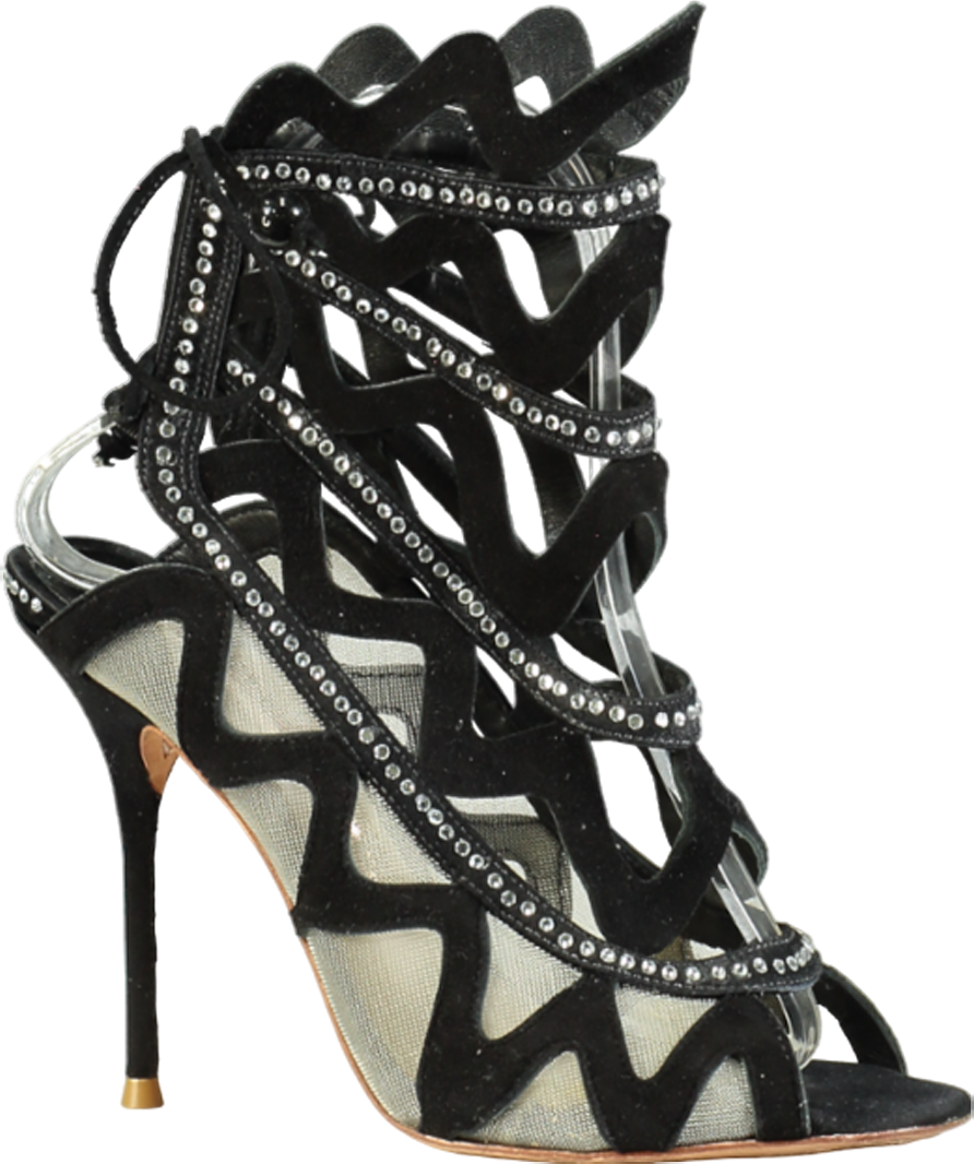 Sophia Webster Black Suede And Mesh Mila Cage Sandals UK 3 EU 36 👠