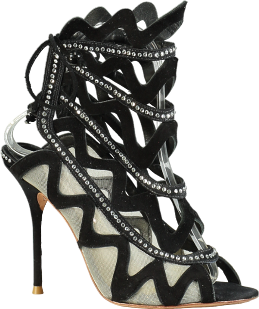 Sophia Webster Black Suede And Mesh Mila Cage Sandals UK 3 EU 36 👠