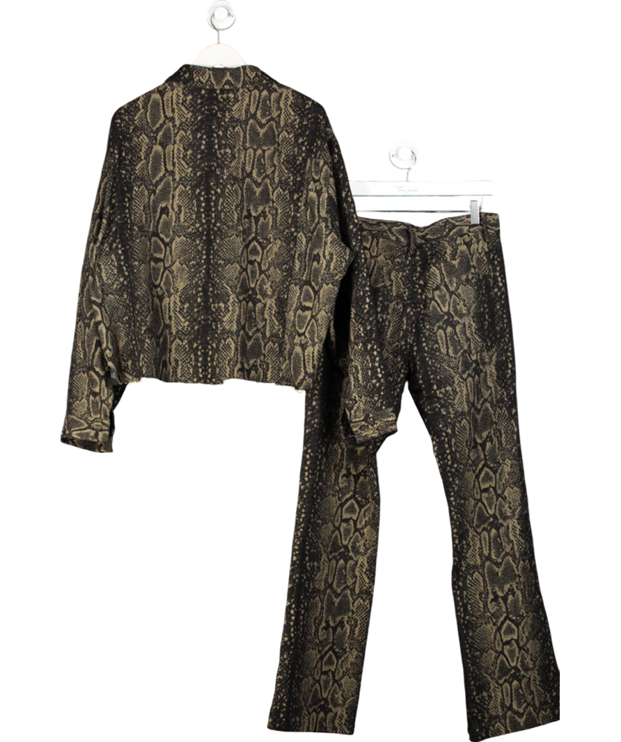 boohooMan Black Regular Fit Croc Denim Jacket & Slim Flared Croc Denim Carpenter Jeans UK XL