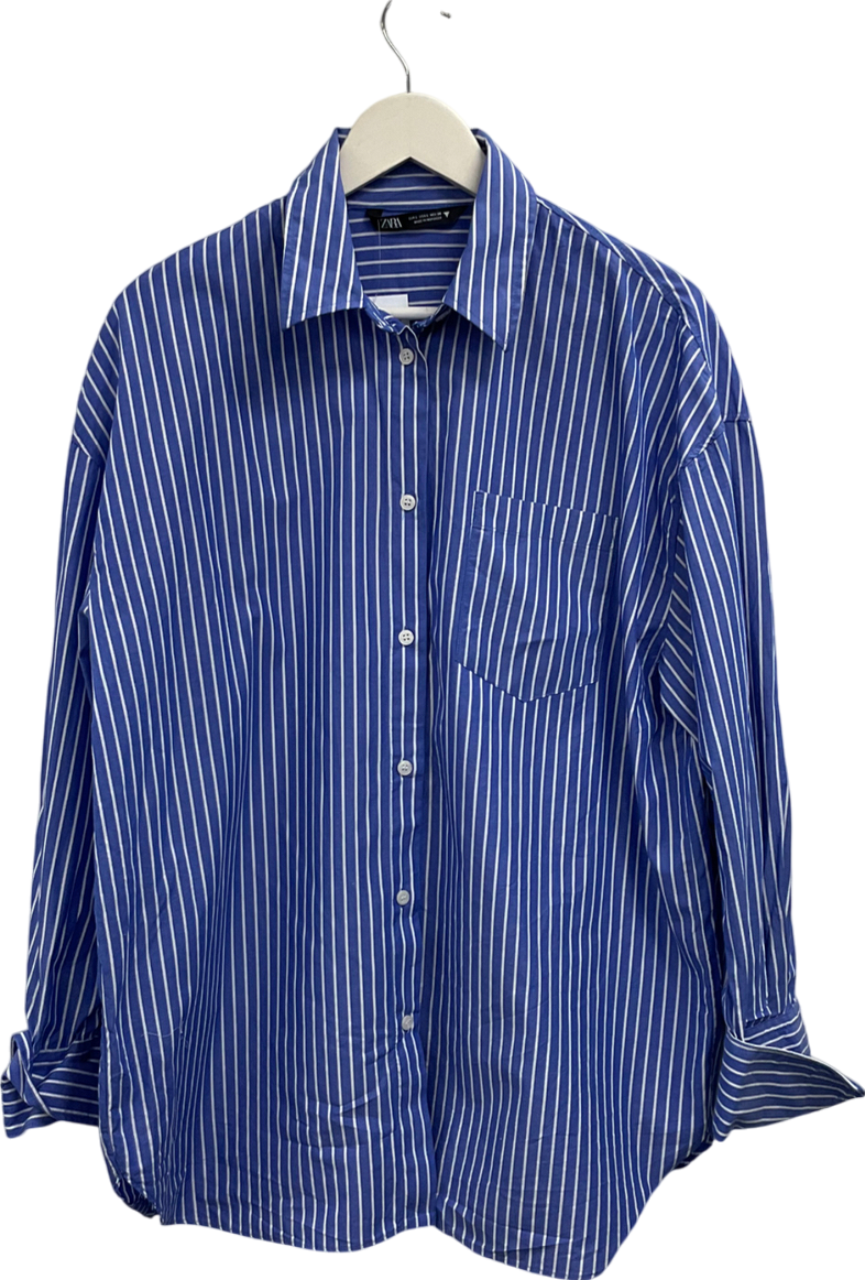 ZARA Blue Striped Shirt UK L