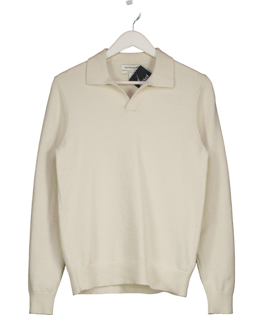 M&S Cream Collared Long Sleeve Top UK M