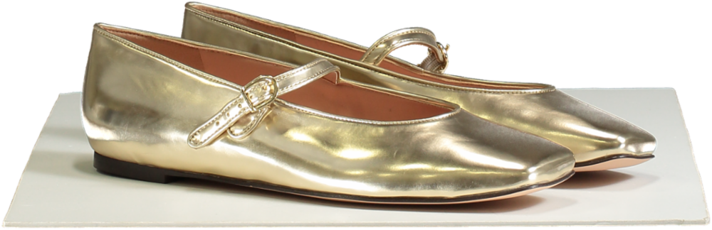 J.CREW Metallic Gold Mary Jane Anya Ballet Flat UK 7 EU 40 👠