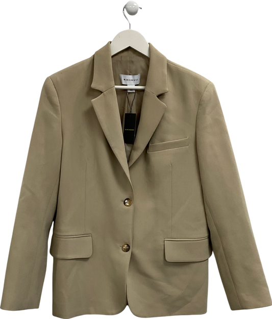 Warehouse Beige Tailored Single Breasted Blazer UK 8