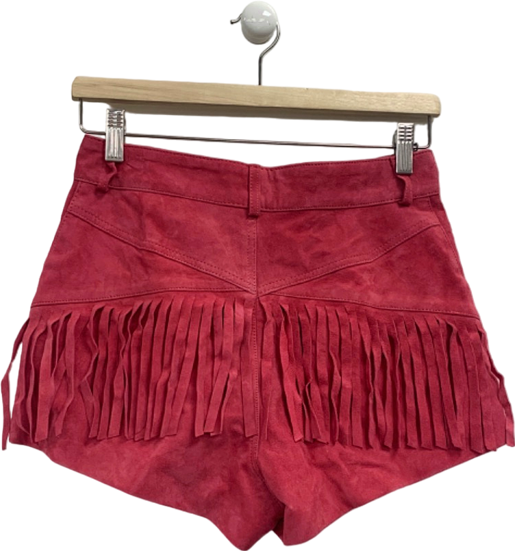 Nasty Gal Red Suede Fringe Shorts UK 6
