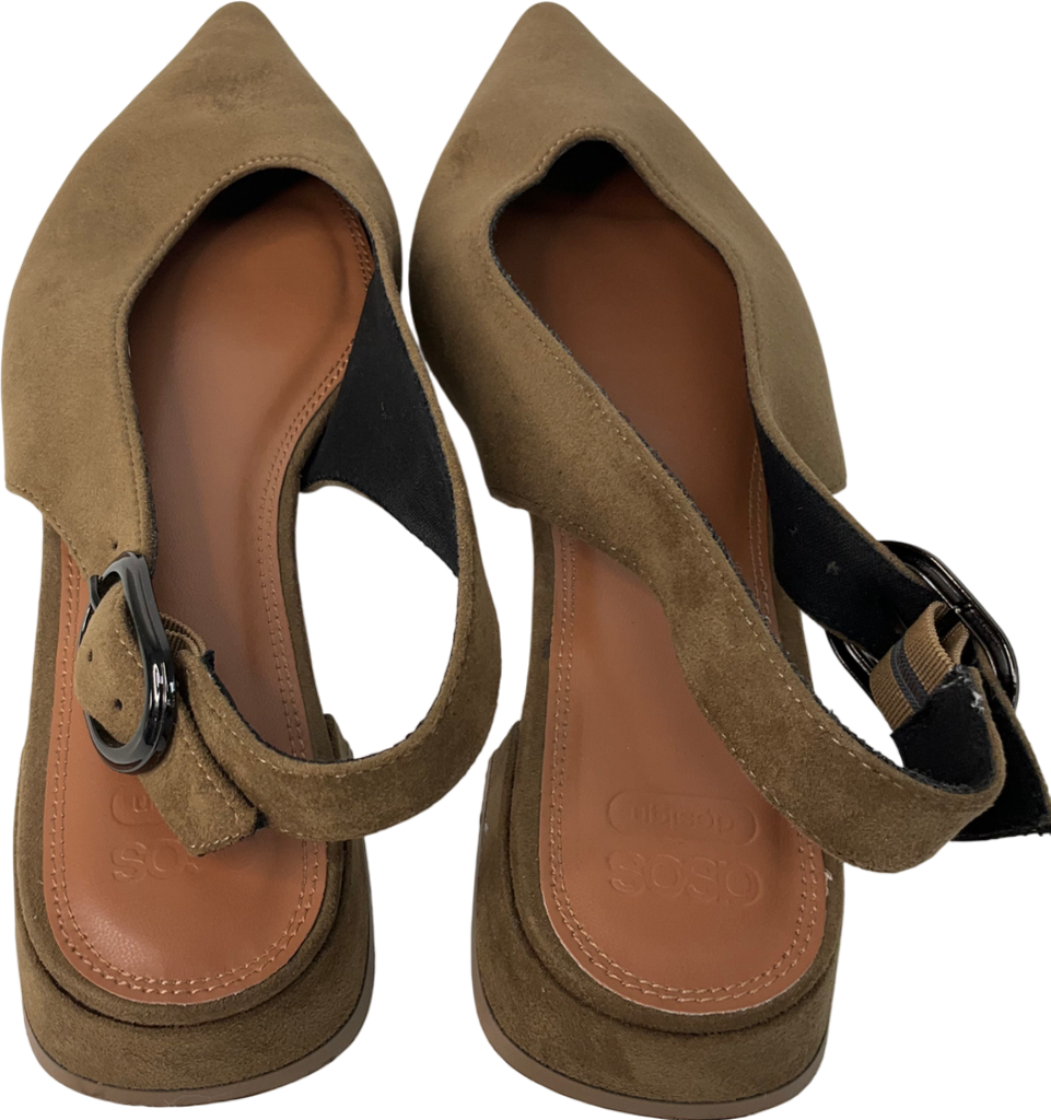 ASOS Brown Leonora Slingback Ballet Show Taupe Suedette UK 5 EU 38 👠