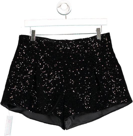 ZARA Black Velvet Sequinned Shorts UK M