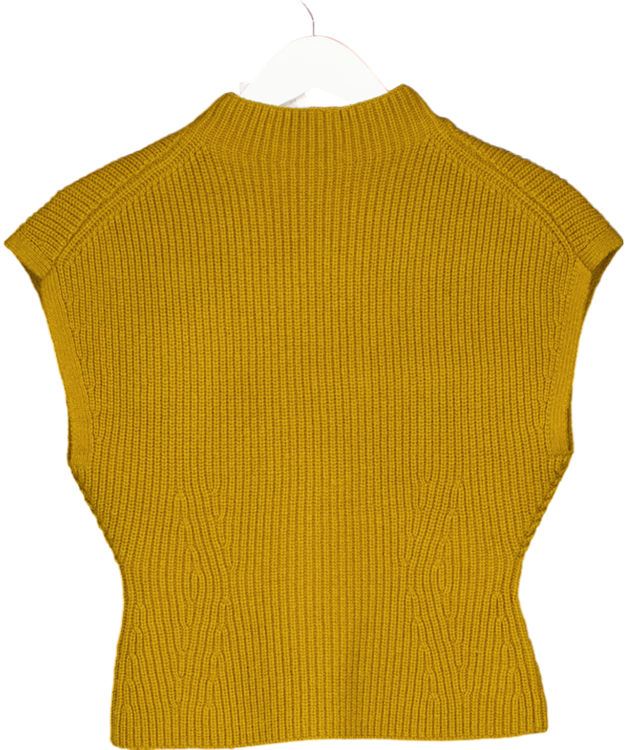& Other Stories Mustard Rib-knit Mock-neck Vest UK XS