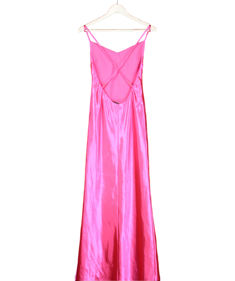 Lovers and Friends Pink Metallic Slip Maxi Dress UK XS
