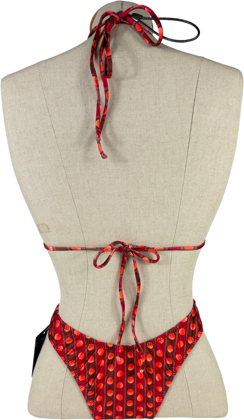 LOLEIA Raspberry Red And Brown Spotty Bikini UK XS/S