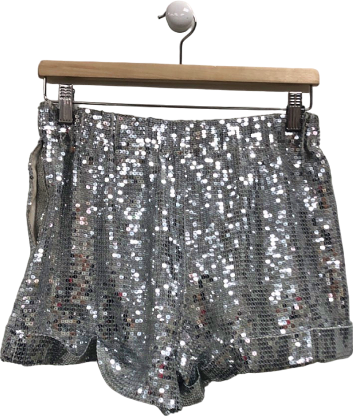 Alice + Olivia Silver Sequin Shorts