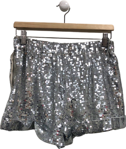 Alice + Olivia Silver Sequin Shorts