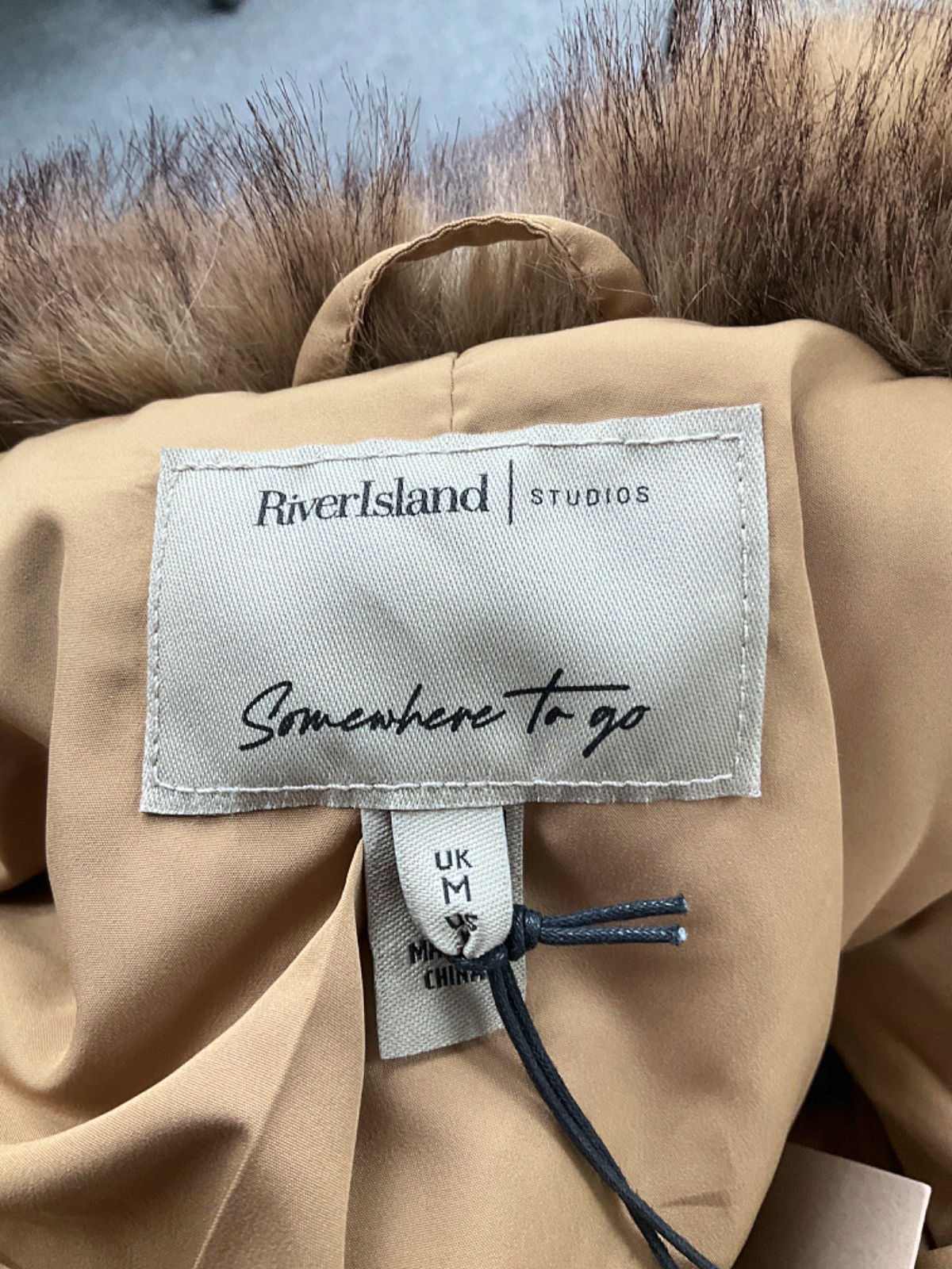 River Island Brown Faux Fur Jacket UK M