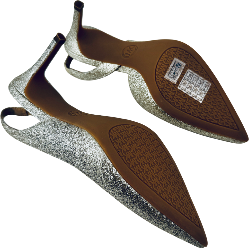 MICHAEL Michael Kors Pale Metallic Gold Alina Flex Slingback Heels UK 4.5 EU 37.5 👠