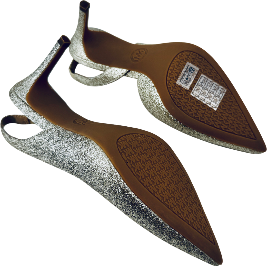 MICHAEL Michael Kors Pale Metallic Gold Alina Flex Slingback Heels UK 4.5 EU 37.5 👠