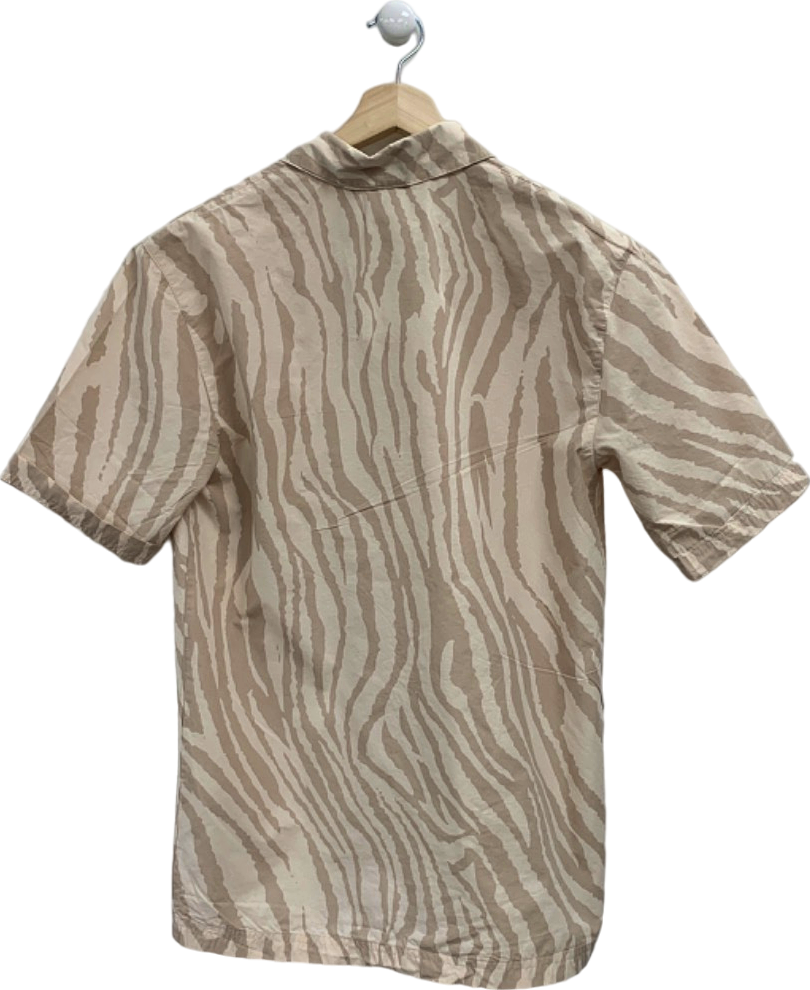 Adidas Beige Printed Short Sleeve Shirt UK S