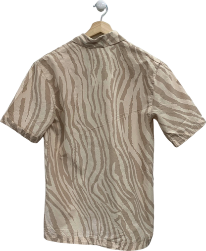 Adidas Beige Printed Short Sleeve Shirt UK S