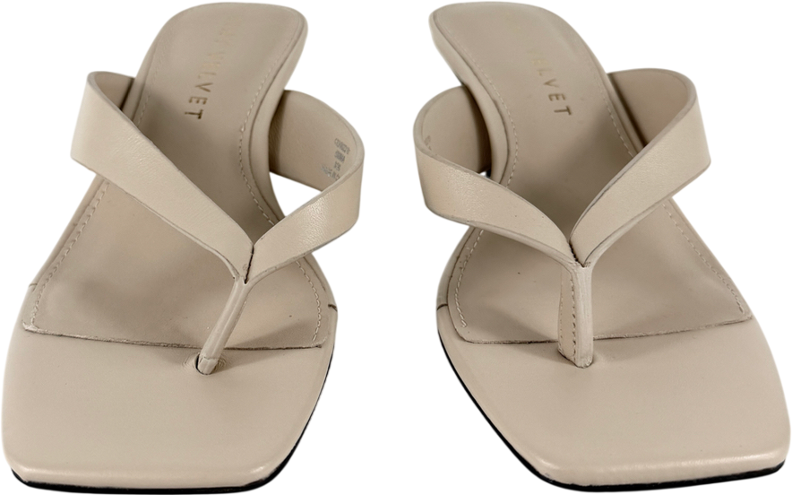 MINT VELVET Cream Betty Leather Kitten Heel Toe Post Sandals UK 3 EU 36