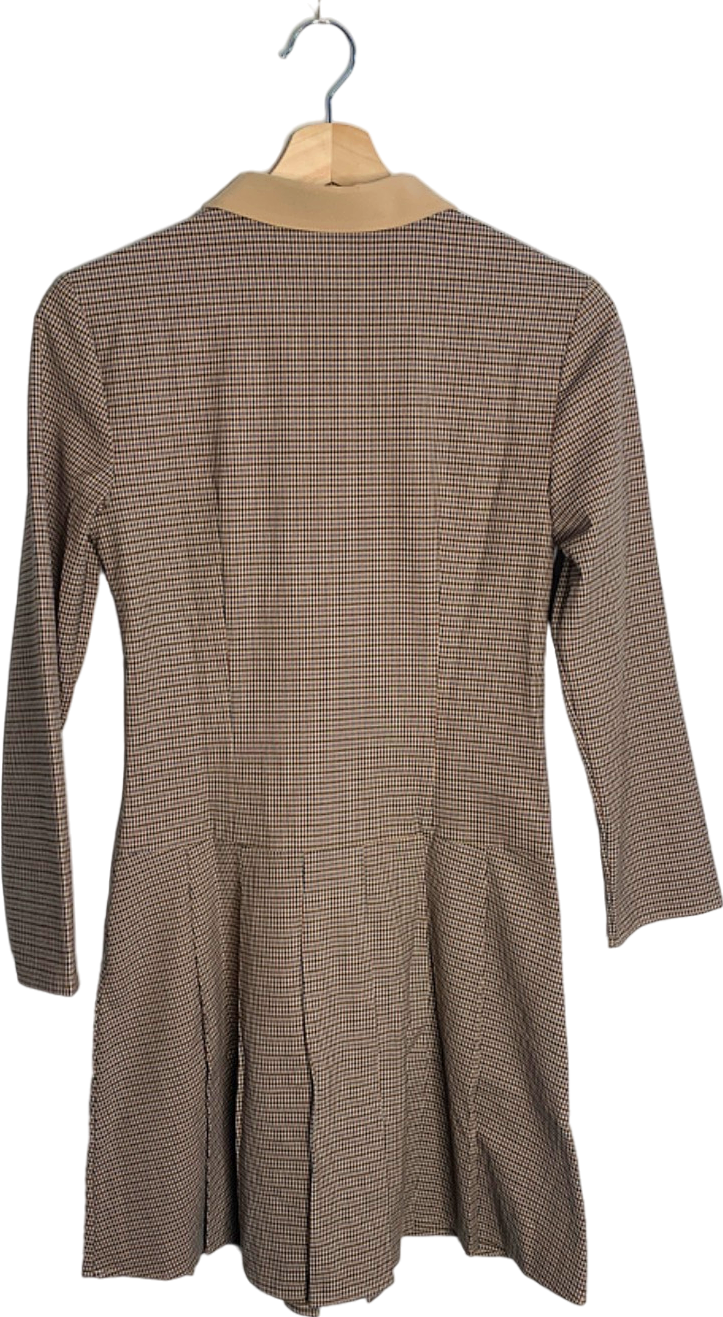 & Other Stories Beige Checked Collar Dress EU 34 UK 6