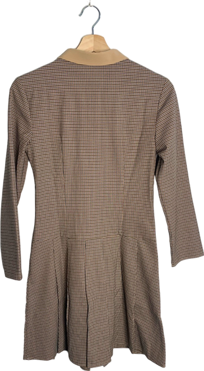 & Other Stories Beige Checked Collar Dress EU 34 UK 6