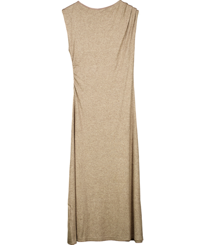 MANGO Beige Midi Dress With Structured Shoulders UK 10