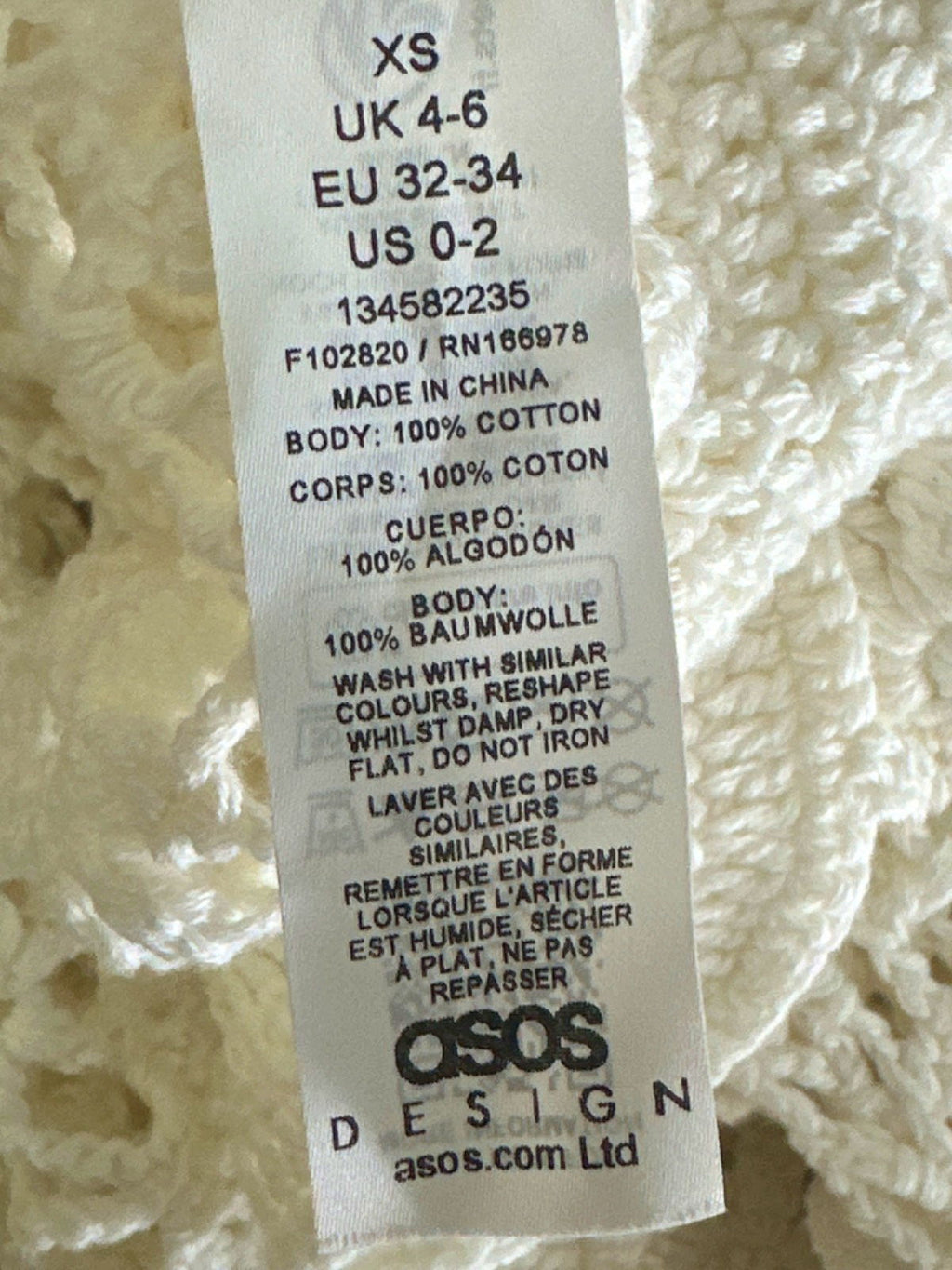 ASOS White Crochet Midi Dress XS