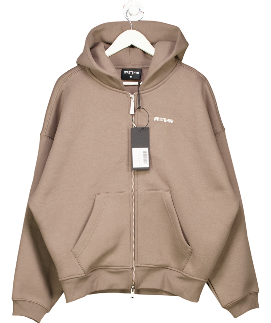WRSTBHVR Brown Diago Hooded Zip Jacket UK 10
