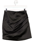 Karen Millen Black Structured Viscose Satin Tailored Ruched Mini Skirt UK 8