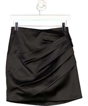 Karen Millen Black Structured Viscose Satin Tailored Ruched Mini Skirt UK 8