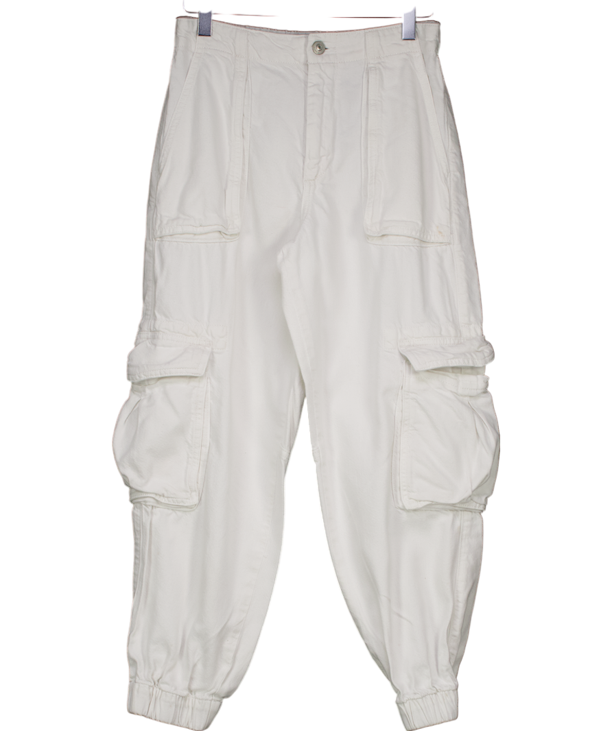 All Saints White Frieda Denim Cargo Trousers UK 6