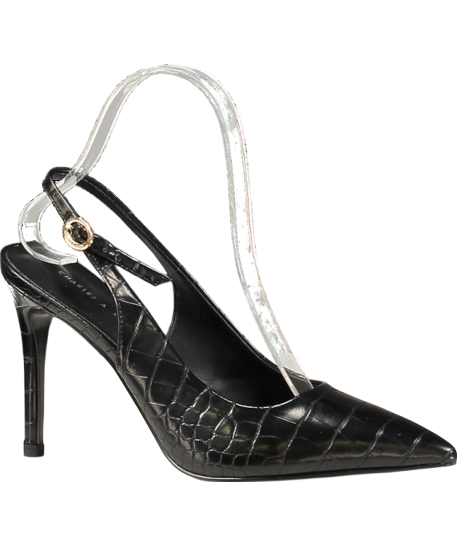 Charles & Keith Black Animal Slingback Pumps UK 4 EU 37 👠