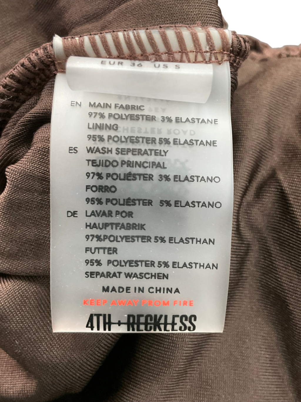 4th & Reckless Brown Textured One Piece Swimsuit UK 8