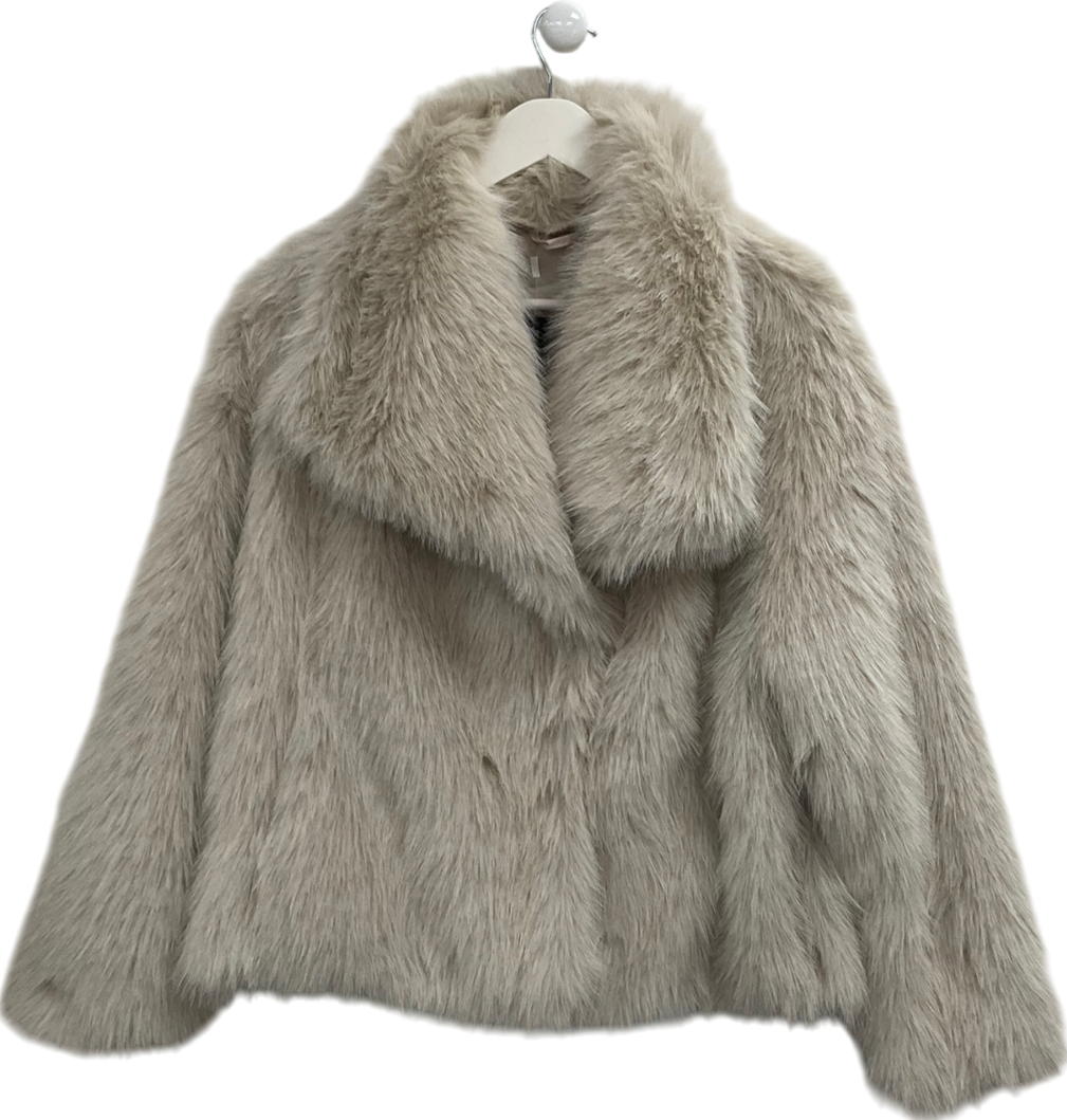 Cream Faux Fur Short Coat UK M/L