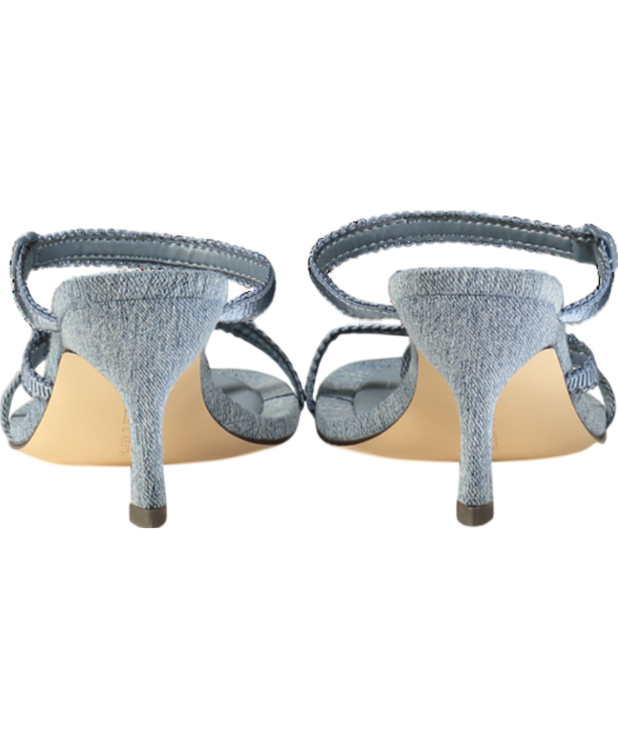Charles & Keith Blue Denim Lace Strap Thong Sandals UK 4 EU 37 👠