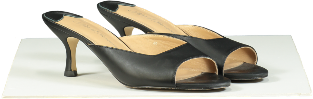 Age of Innocence Black Leather Felicity Mules 5cm UK 7