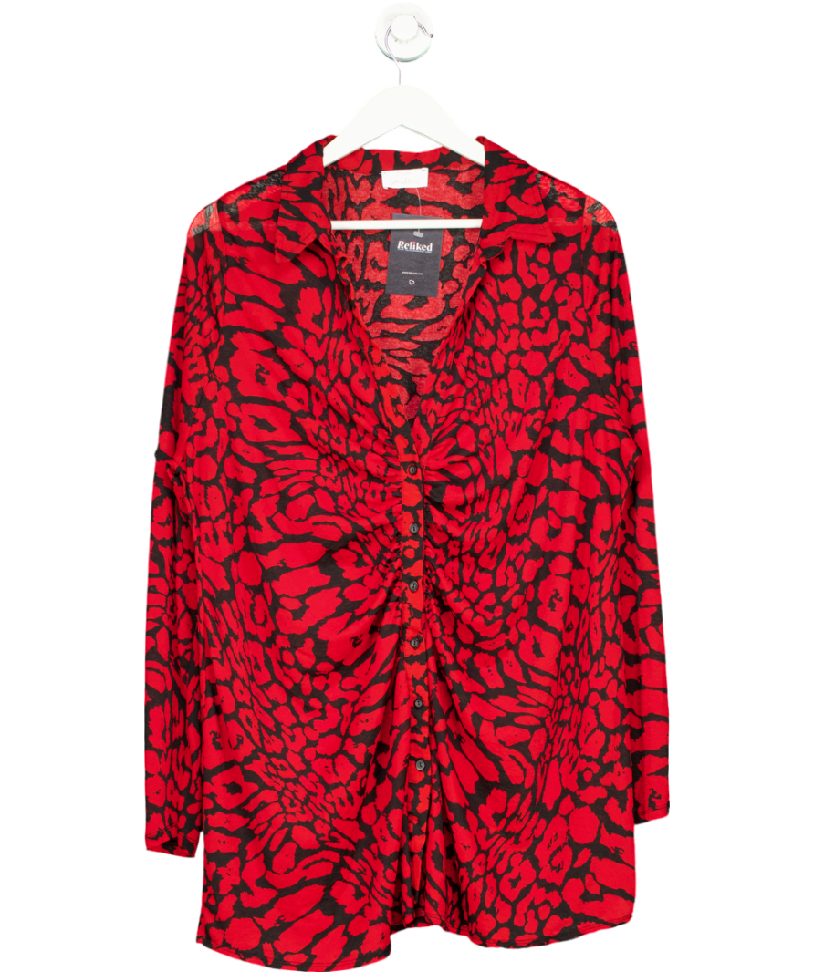 Yours Red Animal Print Ruched Blouse UK 22