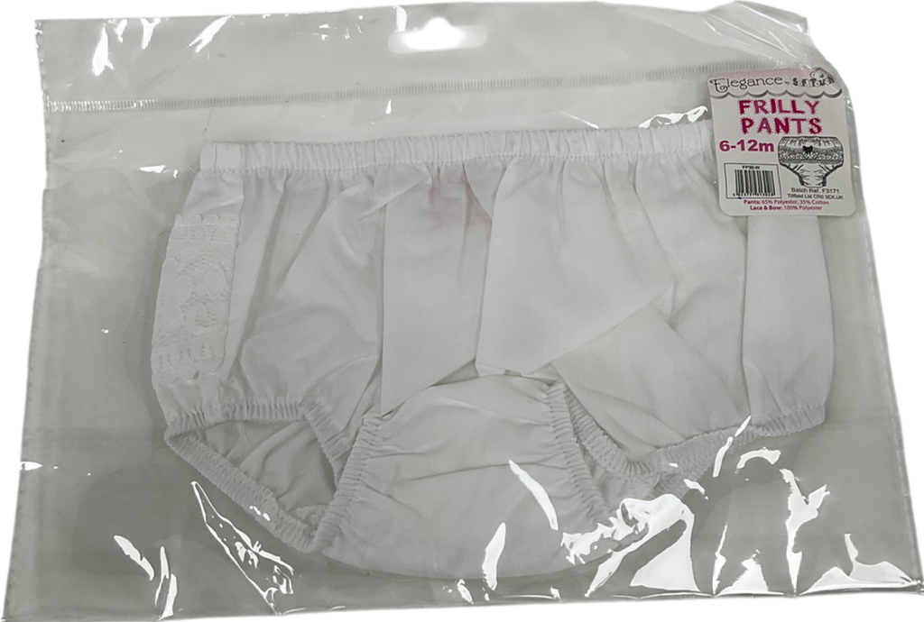 Elegance White Frilly Pants 6-9 Months