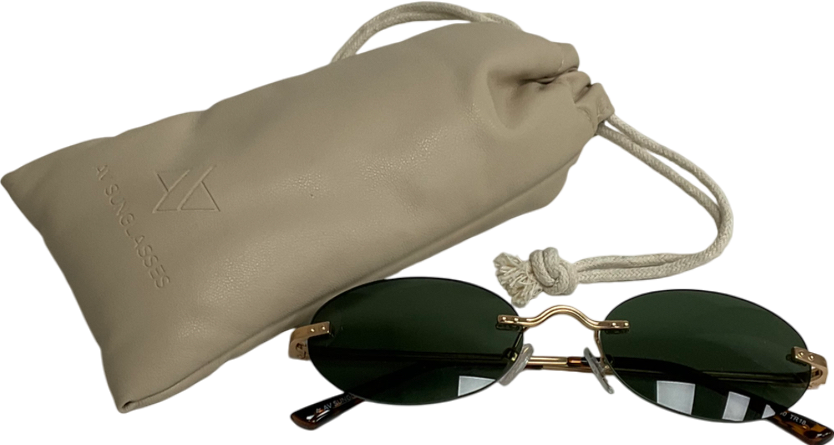 AV sunglasses Metallic Irina Green And Gold Sunglasses in case